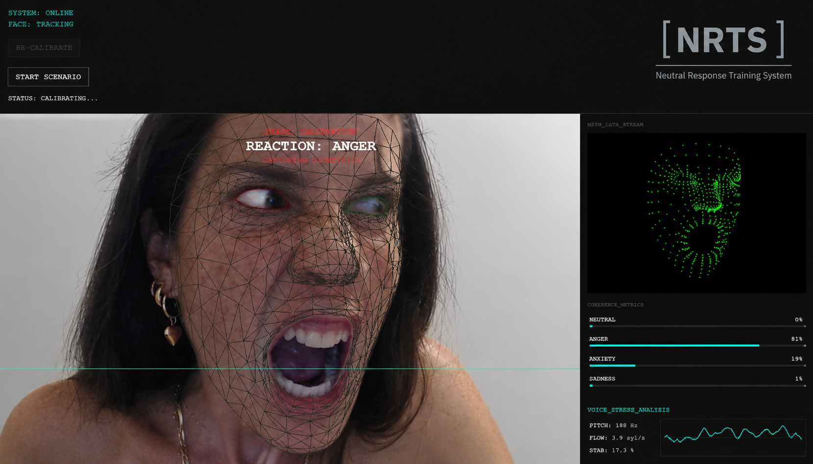Anger calibration phase — NRTS live interface