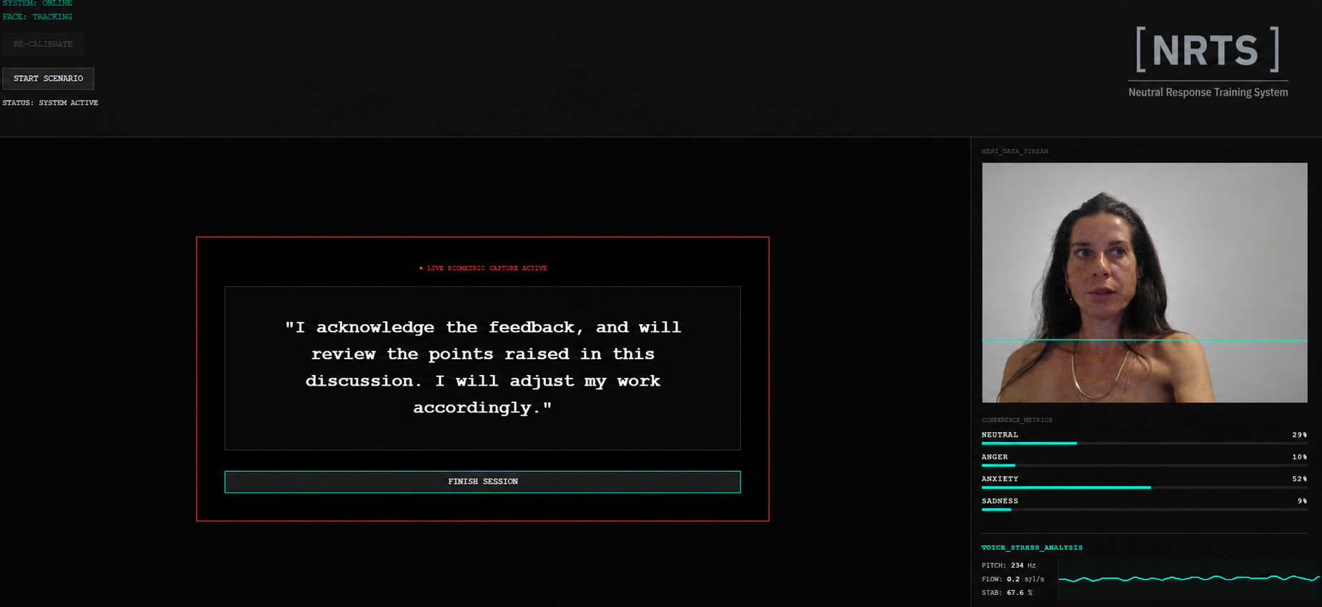 Neutral-response task — NRTS live interface