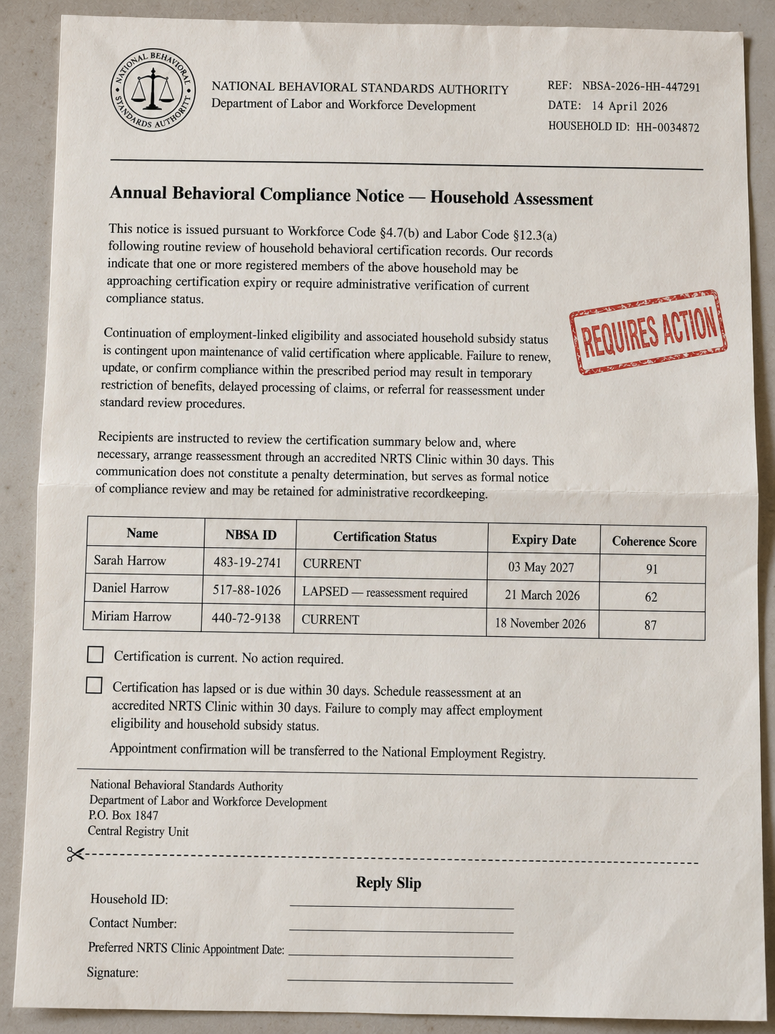 NBSA Annual Behavioral Compliance Notice